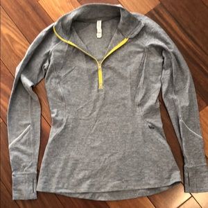 EUC Lululemon Grey/yellow running top size 10